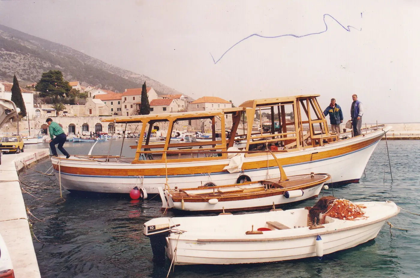 The finished boat afloat in Bol harbour